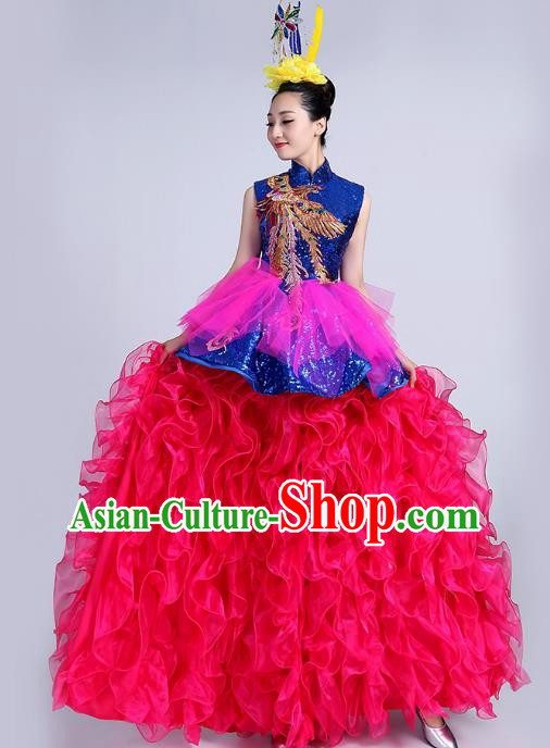 Opening Dance Big Swing Skirt Performance Costume Female Long Skirt Chorus Stage Costume Performance Costume Dance