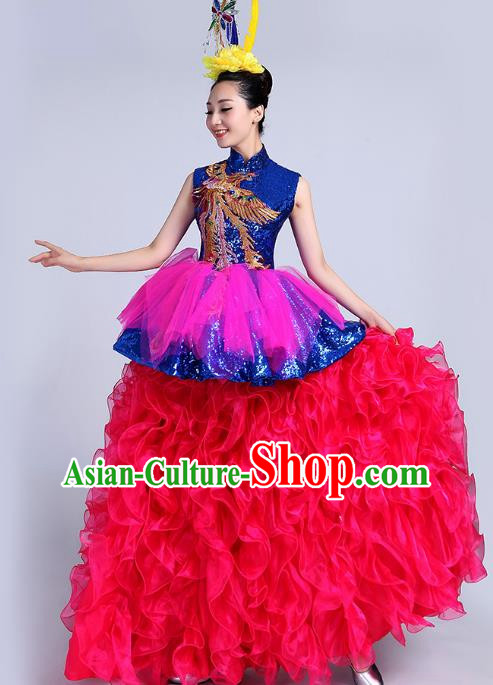 Opening Dance Big Swing Skirt Performance Costume Female Long Skirt Chorus Stage Costume Performance Costume Dance