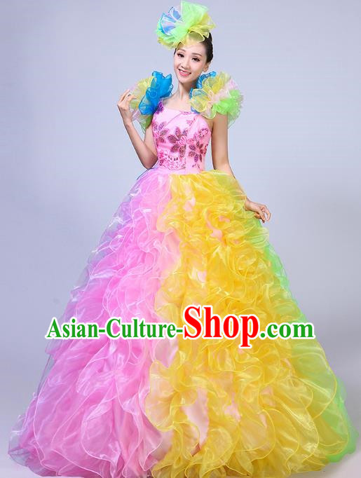 Opening Dance Big Swing Skirt Performance Costume New Year Day Dance Performance Costume Modern Stage Adult Chorus Female Long Skirt