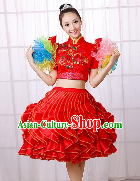 Modern Dance Costume Bag Shoulder Opening Dance Tutu Skirt Adult Dance Costume Square Dance Skirt Female