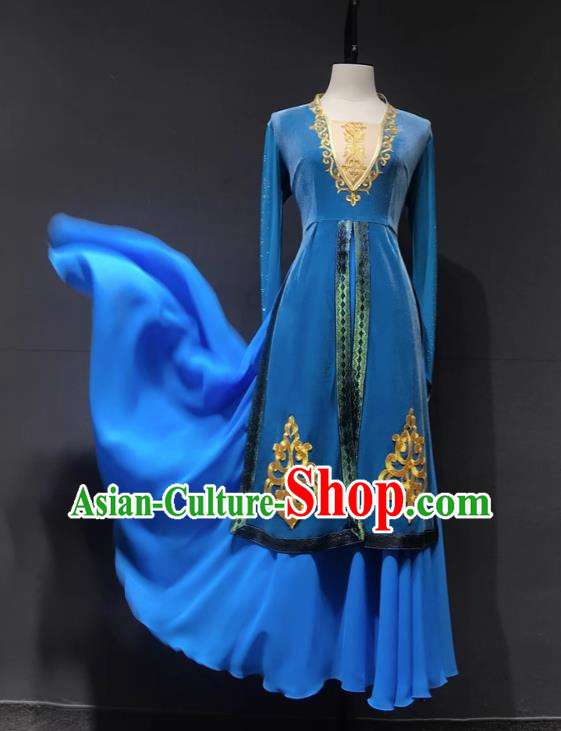 Dance Practice Clothing Double Layer Xinjiang Uyghur Performance Clothing Suit Women National Clothing Art Test Large Swing Skirt