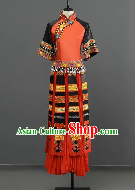 Miao Women Group Dance With A Touch Of Red Dance Costumes Performance Costumes Taoli Cup