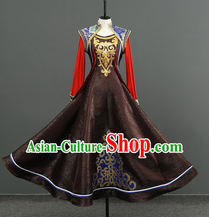 Mongolian Dance Costume Performance Costume Set Female Art Test Practice Clothes Large Swing Skirt