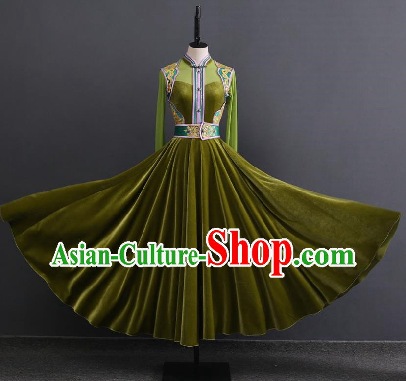 Mongolian Dance Costume Performance Suit Set Women National Costume Art Test Practice Suit Large Swing Skirt