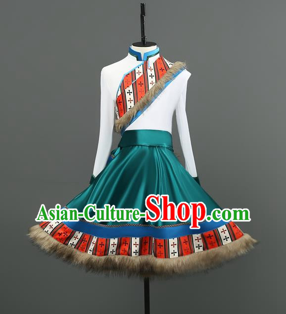 Professional Tibetan Men Short Adult Chinese Minority Ethnic Dance Performance Costumes