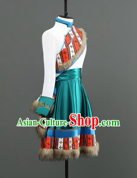 Professional Tibetan Men Short Adult Chinese Minority Ethnic Dance Performance Costumes