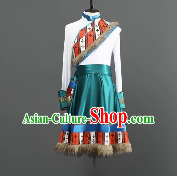 Professional Tibetan Men Short Adult Chinese Minority Ethnic Dance Performance Costumes