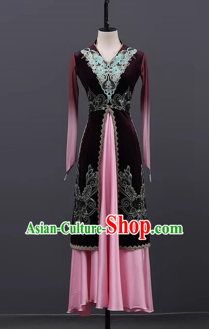 Xinjiang Uyghur Practice Clothing Dance Performance Clothing Women Big Swing Skirt Adult Practice Art Examination Grade Examination Clothing