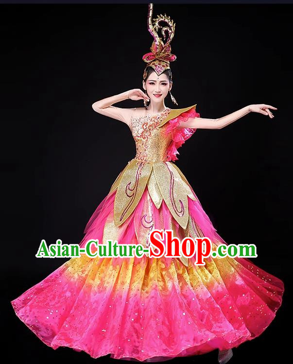 Opening Dance Big Swing Skirt Costumes Flourishing Age Flowers Dance Large Anniversary Celebration Dance Costumes Women Costumes