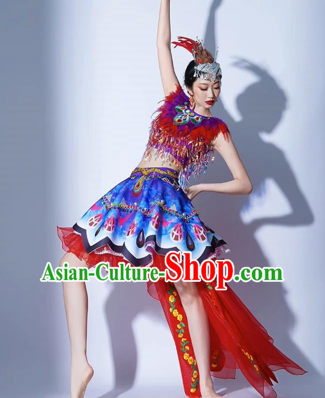 Red Parade Performance Costumes Women Group Performance Costumes Opening Dance Song Accompaniment Dance Performance Costume Female Tutu Skirt