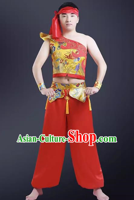 Water Drum Waist Drum Drum Costume Performance Costume National Opening Dragon Dance Lion Dance Male Adult Modern Chinese Style Yangko Costume