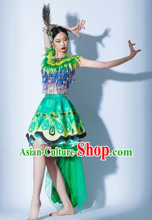 Green Parade Performance Costumes Women Group Performance Costumes Opening Dance Song Dance Performance Costume Female Tutu Skirt