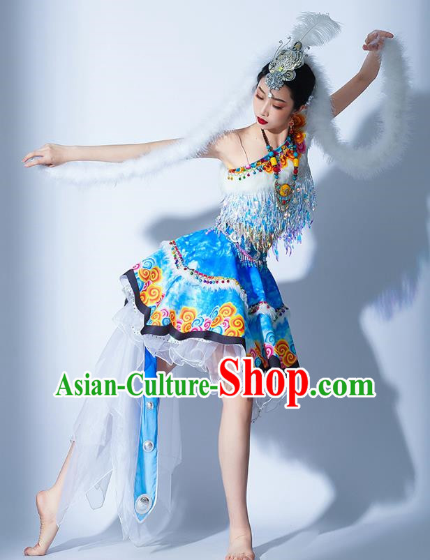 Light Blue Parade Performance Costumes Women Troupe Performance Costumes Opening Dance Song Accompaniment Dance Performance Costumes Female Tutu Skirt