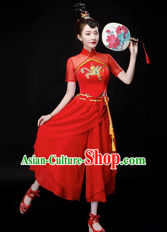 Drumming Costumes Square Dance Costumes Jiaozhou Yangko Dance Costumes Waist Drum Costumes Chinese Style Classical Dance Costumes