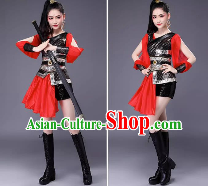 Drumming Performance Costumes Female Gongs And Drums Team General Performance Costumes Chinese Style Women Group Performance Costumes Hua Mulan Performance Costumes