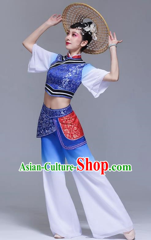 Shake To Grandma Bridge Performance Costume Classical Dance Costume Body Rhyme Gauze Square Dance Summer Dress Women Bamboo Hat Dance Costume