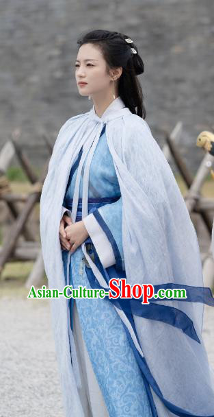 China TV Series Noble Lady Hanfu Clothing Ancient Princess Blue Costumes An Ancient Love Song Lu Yuan Dresses