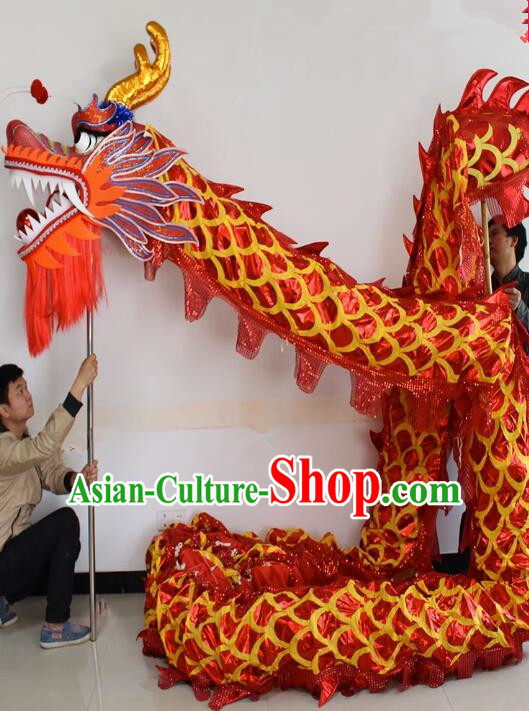 Chinese Festival Celebration Dragon Parade Props Professional Red Dance Dragon Costumes Complete Set