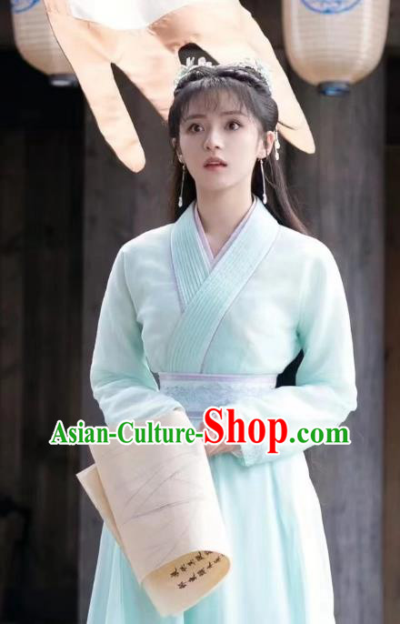 Chinese Ancient Young Beauty Green Dresses Xianxia TV Series The Starry Love Princess Zi Wu Clothing