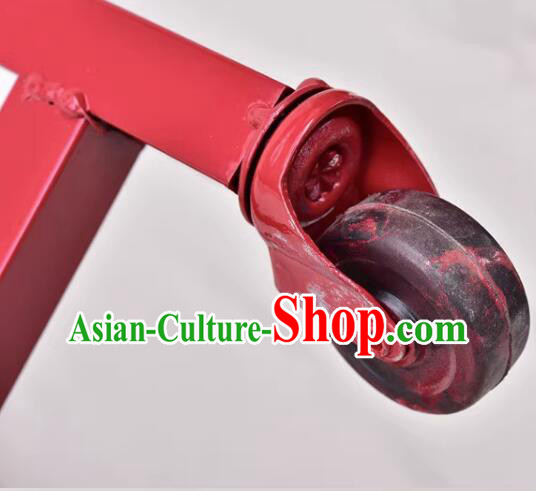 Traditional Handmade Wooden Drum Cart Chinese Lion Drum Stand