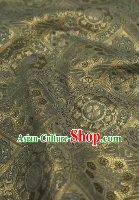 Golden China Classical Rosette Pattern Material Traditional Song Dynasty Design Brocade Fabric Ancient Hanfu Cloth