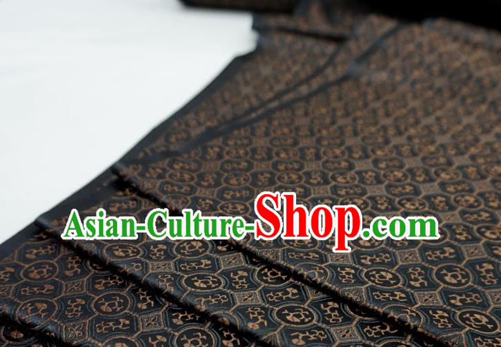 Black China Traditional Song Dynasty Design Brocade Fabric Hanfu Cloth Classical Brown Pattern Material