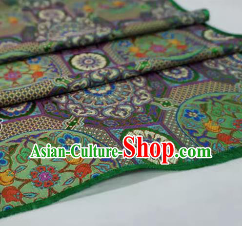 Green China Classical Rosette Plum Pattern Material Traditional Design Brocade Fabric Tibetan Costume Cloth