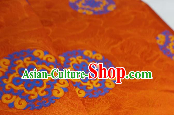 Orange China Tibetan Costume Cloth Classical Lucky Ball Pattern Material Traditional Design Brocade Fabric