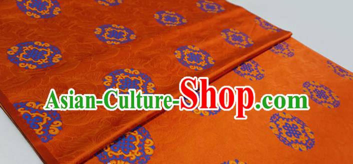 Orange China Tibetan Costume Cloth Classical Lucky Ball Pattern Material Traditional Design Brocade Fabric