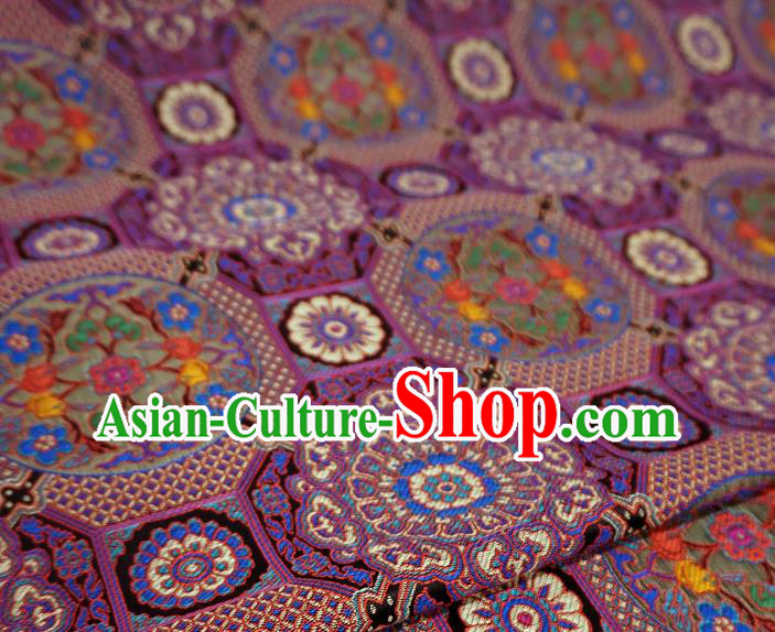 Purple China Traditional Design Brocade Fabric Tibetan Costume Cloth Classical Rosette Pattern Material