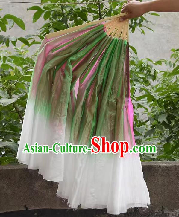 China Lotus Dance Fan Handmade  Degree Dancing Fan Green and Pink Circle Fan