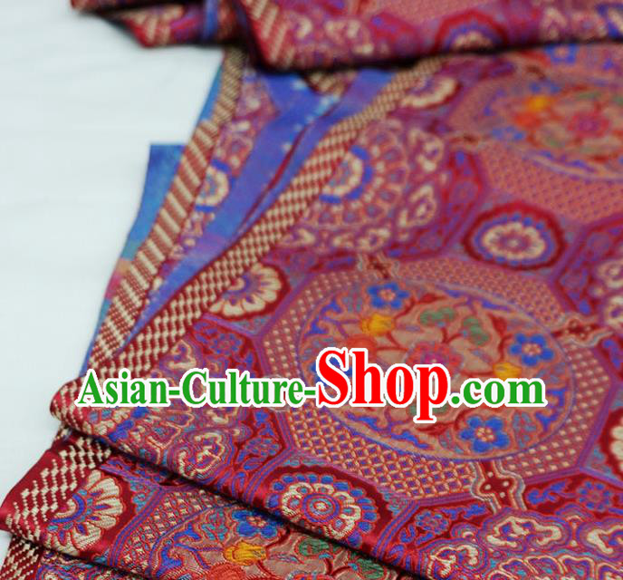 Fuchsia China Classical Rosette Pattern Material Traditional Design Brocade Fabric Tibetan Costume Cloth