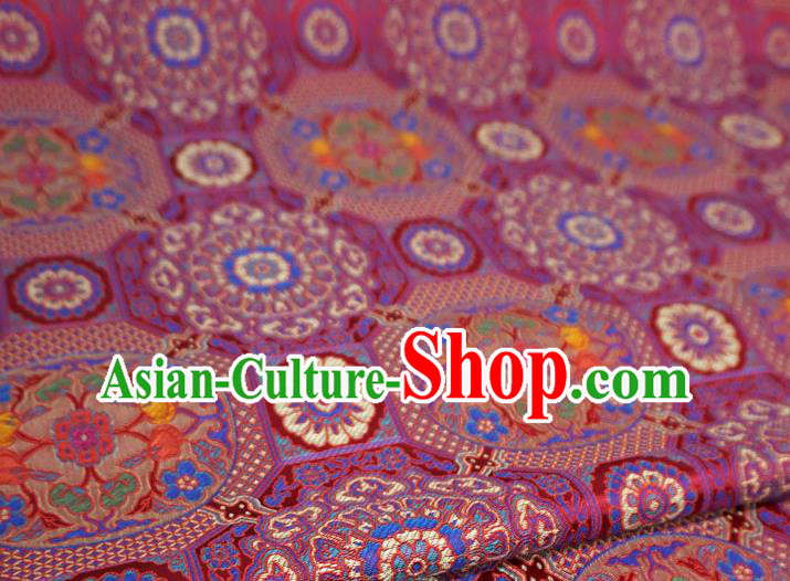 Fuchsia China Classical Rosette Pattern Material Traditional Design Brocade Fabric Tibetan Costume Cloth