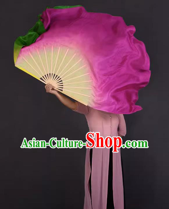 China Handmade Pure Silk Fan Classical Dance Fan Lotus Dance Double Sides Fan