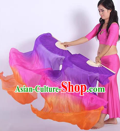 Professional Belly Dance Raks Sharki Fan Oriental Dance Long Ribbon Fan Handmade Pure Silk Fan
