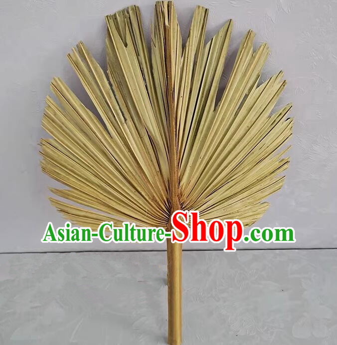 Chinese Handmade Folk Dance Fan Traditional Cattail Leaf Fan Buddha Jih Ji Gong Fan