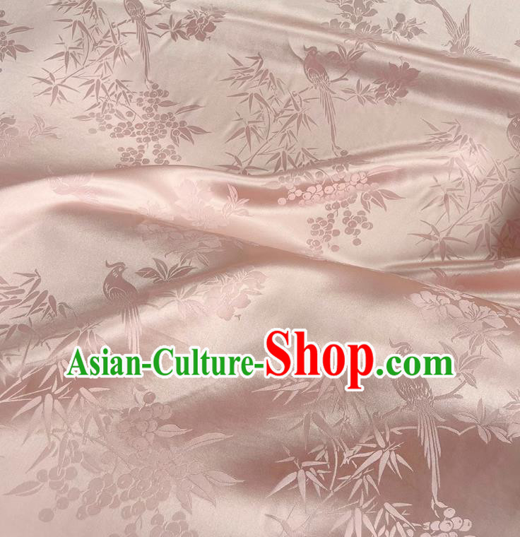 Light Pink China Jacquard Satin Fabric Classical Pattern Design Cheongsam Cloth Traditional Mulberry Silk Material