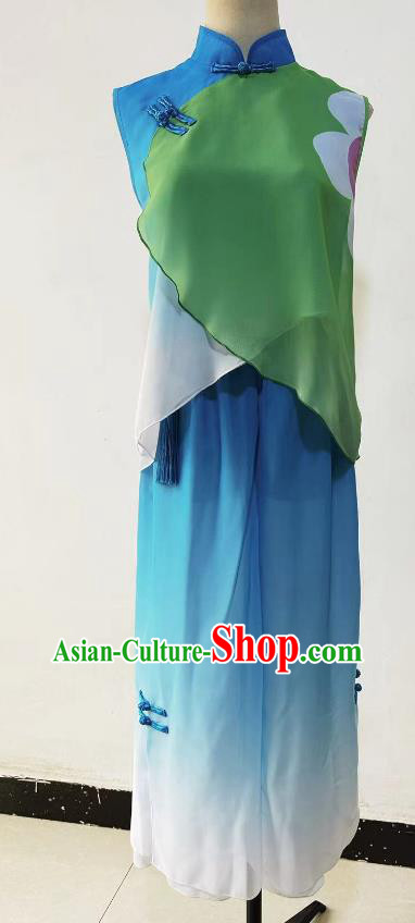 China Yangko Dance Green Outfit Professional Folk Dancing Clothing Children Stage Performance Costume