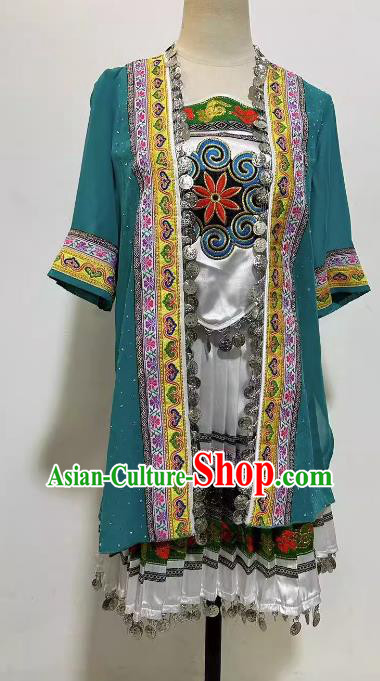 China Stage Performance Costume Professional Yi Nationality Dance Dress Ethnic Woman Dancing Clothing