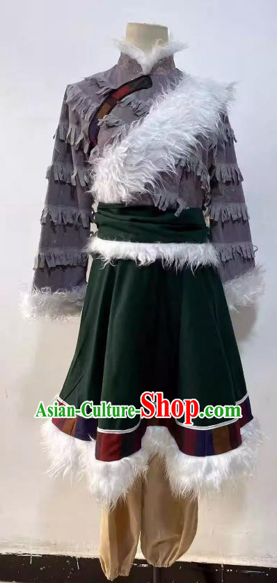 China Zang Nationality Stage Performance Costume Ethnic Dance Outfit Tibetan Women Group Dance Clothing