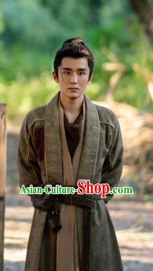 China Ancient Swordsman Garment Costumes Mystery TV Series Young Blood Swordsman Yuan Zhong Xin Brown Clothing