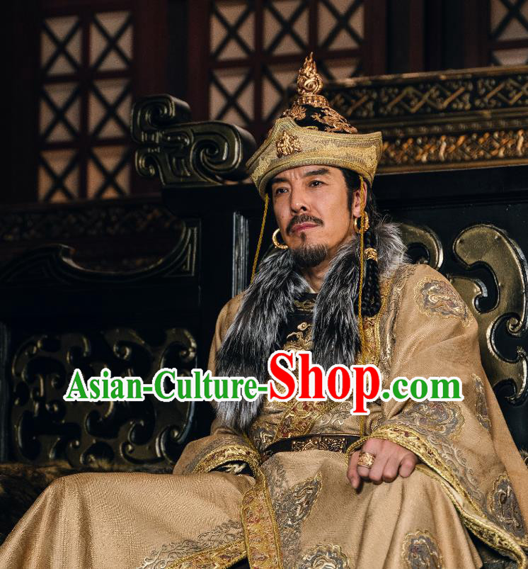 China Ancient Ethnic King Clothing Hero Garment Costumes Mystery TV Series Young Blood Yuan Hao Attire