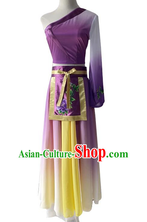 China Classical Dance Purple Dress Woman Stage Performance Costume Taoli Cup Dance Competition Clothing