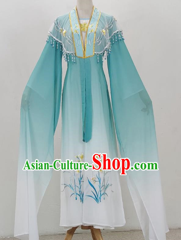 Hua Dan Gradient Color Cloth Pair Dark Green Embroidered Xiao Dan Clothes Yue Opera Drama Huangmei Opera Costumes