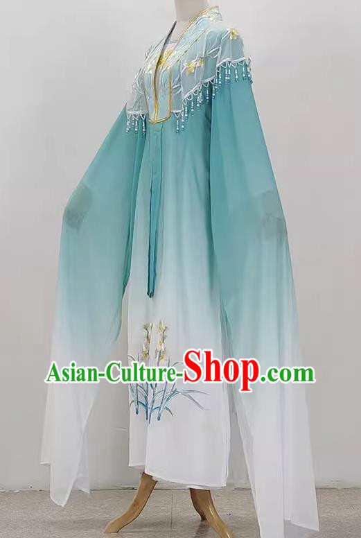 Hua Dan Gradient Color Cloth Pair Dark Green Embroidered Xiao Dan Clothes Yue Opera Drama Huangmei Opera Costumes