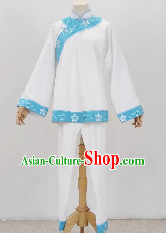 White Opera Village Girl Costume Ancient Costume Yue Opera Huangmei Opera Performance Costume Folk Girl Costume