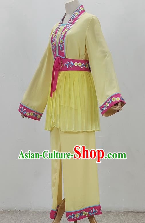 Yellow Drama Costumes Tea Picking Opera Girl Clothes Costumes Huangmei Opera Costumes