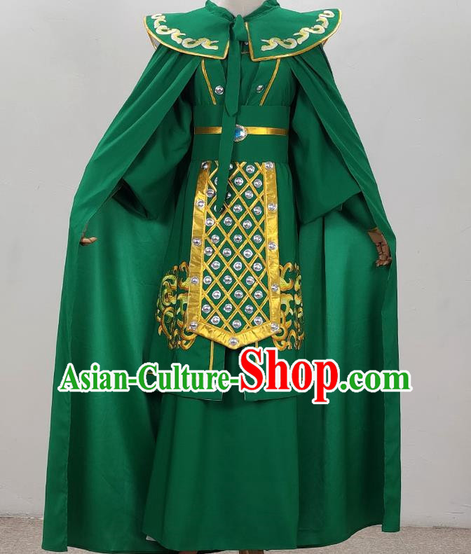 Green Yue Opera Soldier Clothes Embroidered Costumes Drama Cantonese Opera Qiong Opera Huangmei Opera Costumes