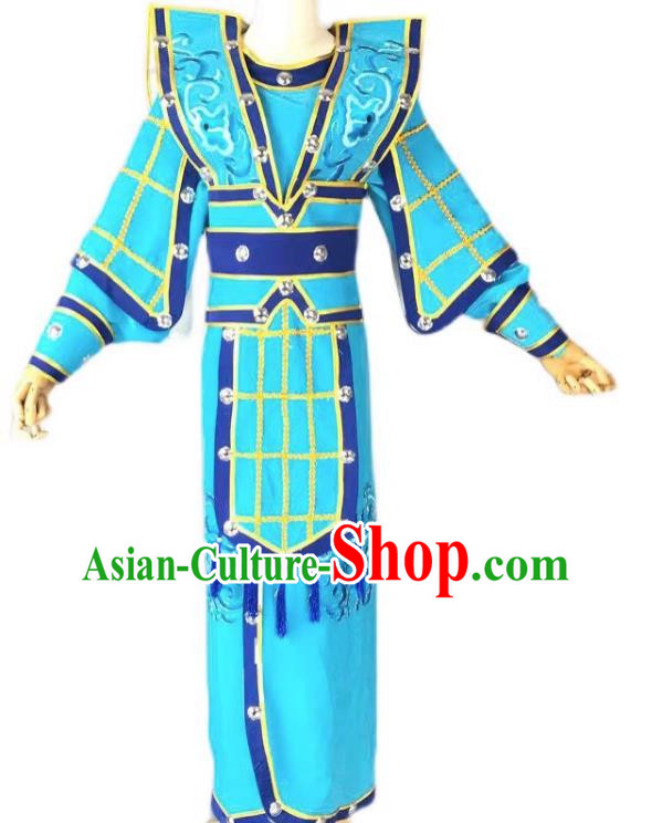 Blue Drama Men Military Uniforms Costumes Shaoxing Opera Huangmei Opera Performance Costumes Official Uniforms Martial Arts Uniforms