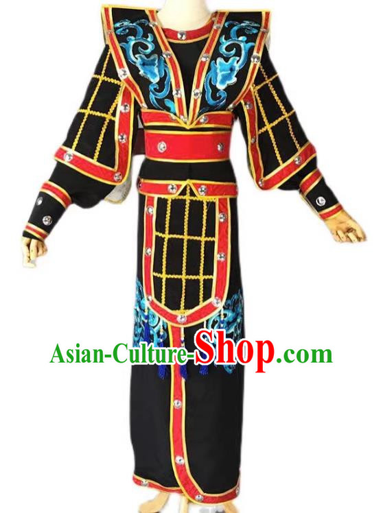 Black Drama Men Military Uniforms Costumes Shaoxing Opera Huangmei Opera Costumes Official Uniforms Martial Arts Uniforms